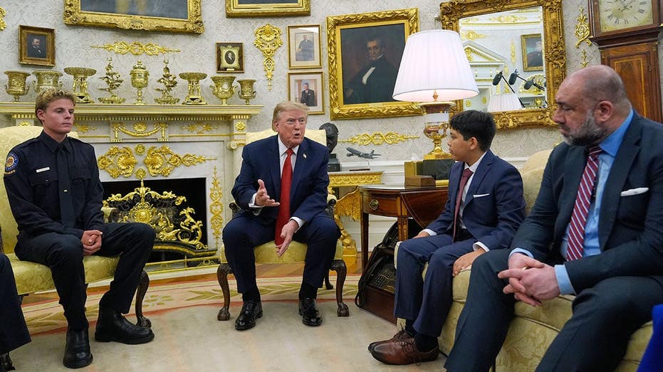 Trump meets teen lifeguard and boy saved in viral ocean rescue at Oval Office